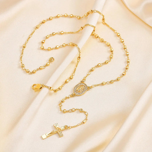Virgin Mary Rosary & Cross of Jesus necklace