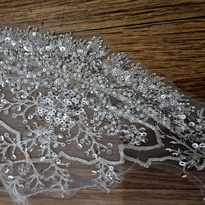 Full crystal pearl lace veil
