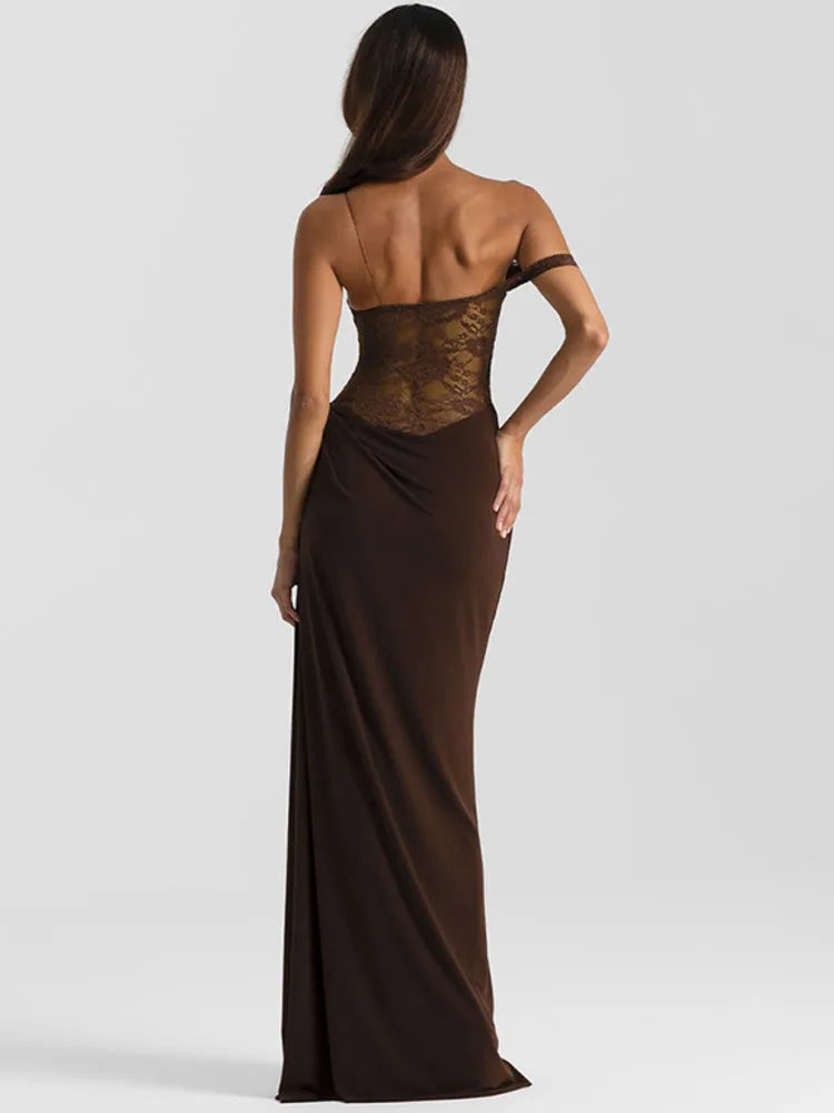 Rimma Mozision One-Shoulder Lace Dress
